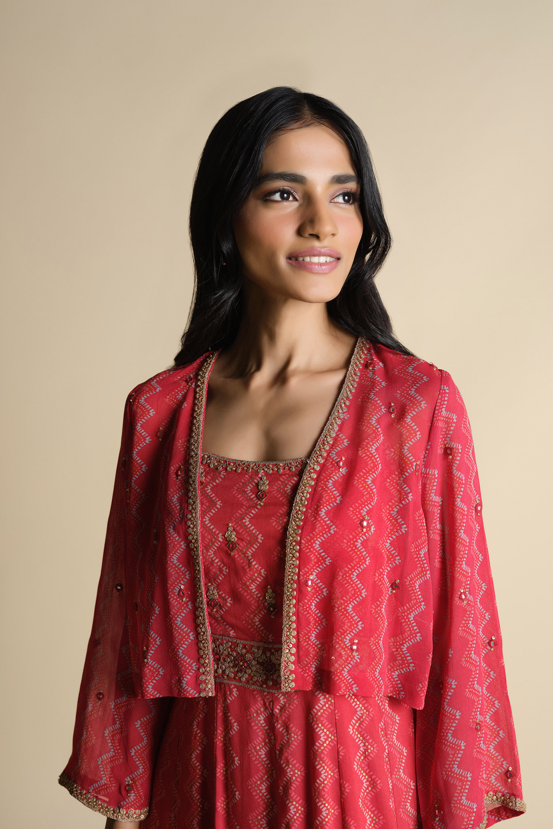 Saare Naache Shrug Set, Red, image 7